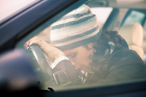 anxious woman afraid of driving